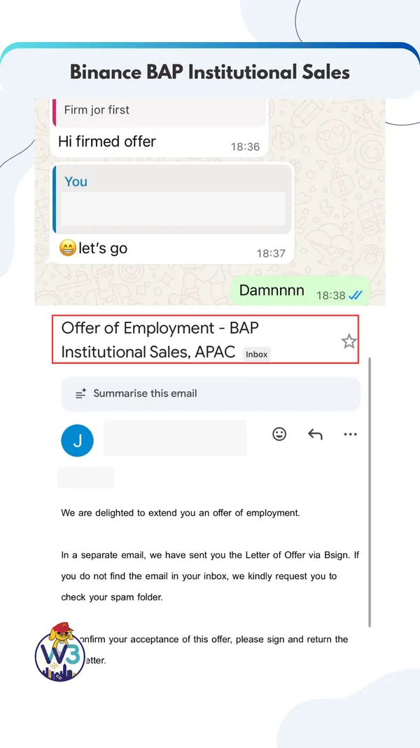 Binance BAP Institutional Sales offer letter