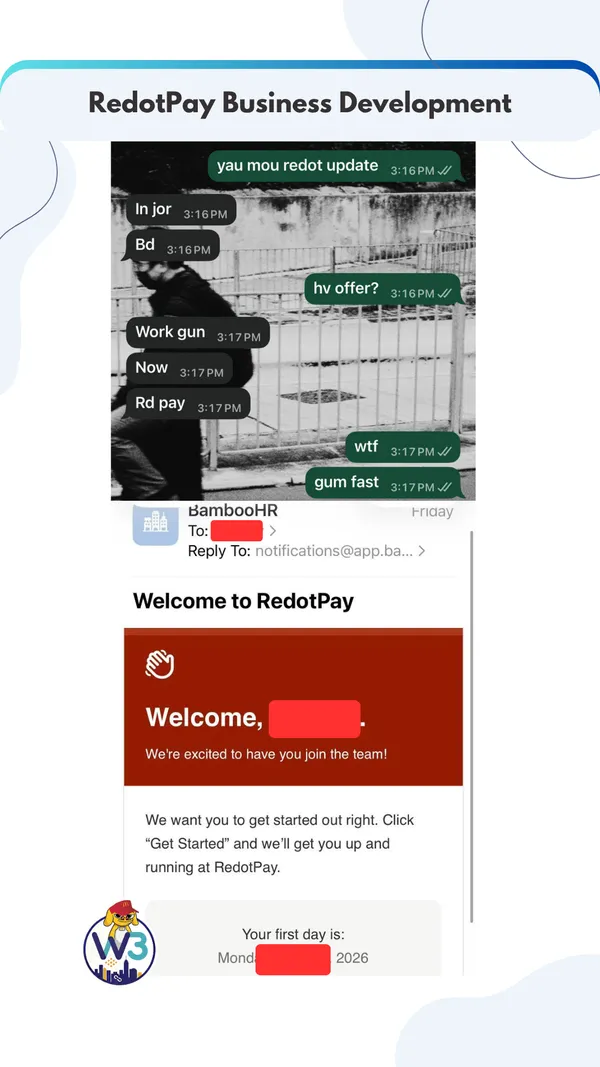RedotPay Software Engineer Intern offer letter